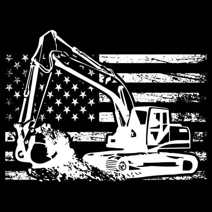 American Flag Excavator Kids Hoodie
