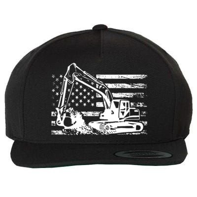 American Flag Excavator Wool Snapback Cap