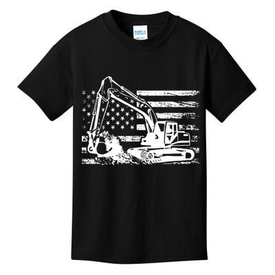 American Flag Excavator Kids T-Shirt