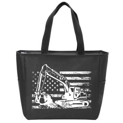 American Flag Excavator Zip Tote Bag
