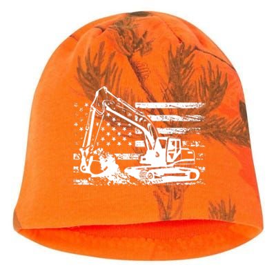 American Flag Excavator Kati - Camo Knit Beanie