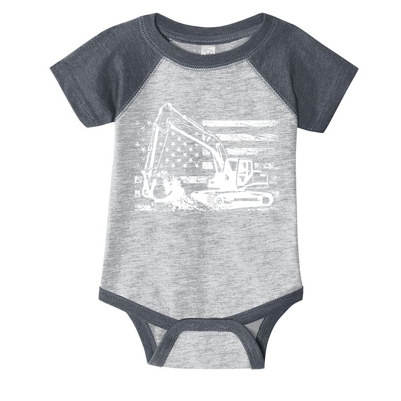 American Flag Excavator Infant Baby Jersey Bodysuit