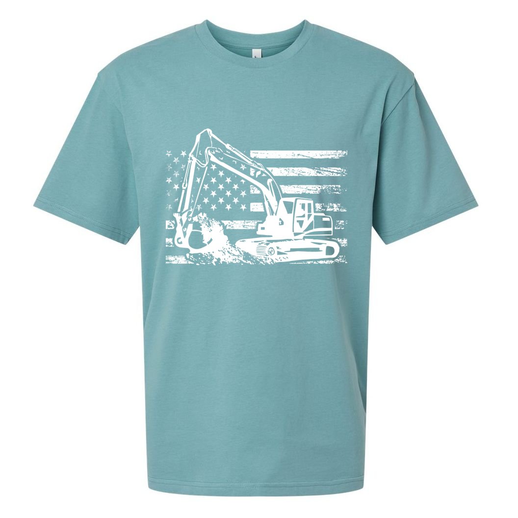 American Flag Excavator Sueded Cloud Jersey T-Shirt
