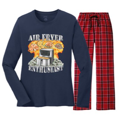 Air Fryer Enthusiast Oddly Specific Meme Funny Sarcasm Women's Long Sleeve Flannel Pajama Set 