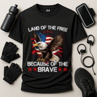American Flag Eagle 4th Of July Land Of The Free Cooling Performance Crew T-Shirt