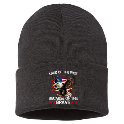 American Flag Eagle 4th Of July Land Of The Free Sustainable Knit Beanie
