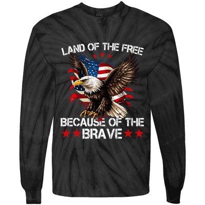 American Flag Eagle 4th Of July Land Of The Free Tie-Dye Long Sleeve Shirt