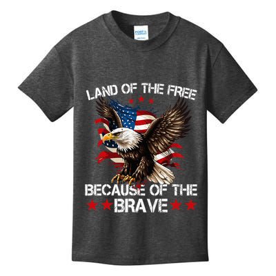 American Flag Eagle 4th Of July Land Of The Free Kids T-Shirt