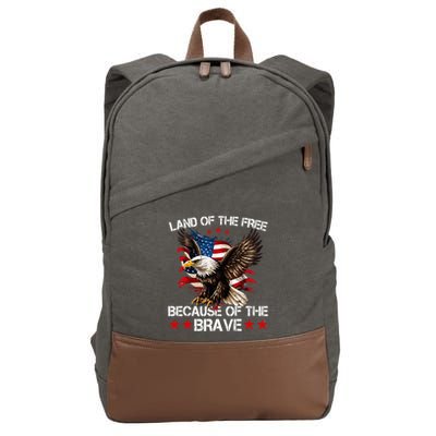 American Flag Eagle 4th Of July Land Of The Free Cotton Canvas Backpack