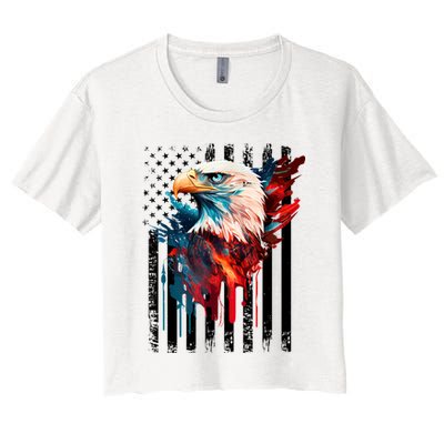 American Flag Eagle Patriots America Eagle Women's Crop Top Tee