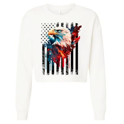 American Flag Eagle Patriots America Eagle Cropped Pullover Crew