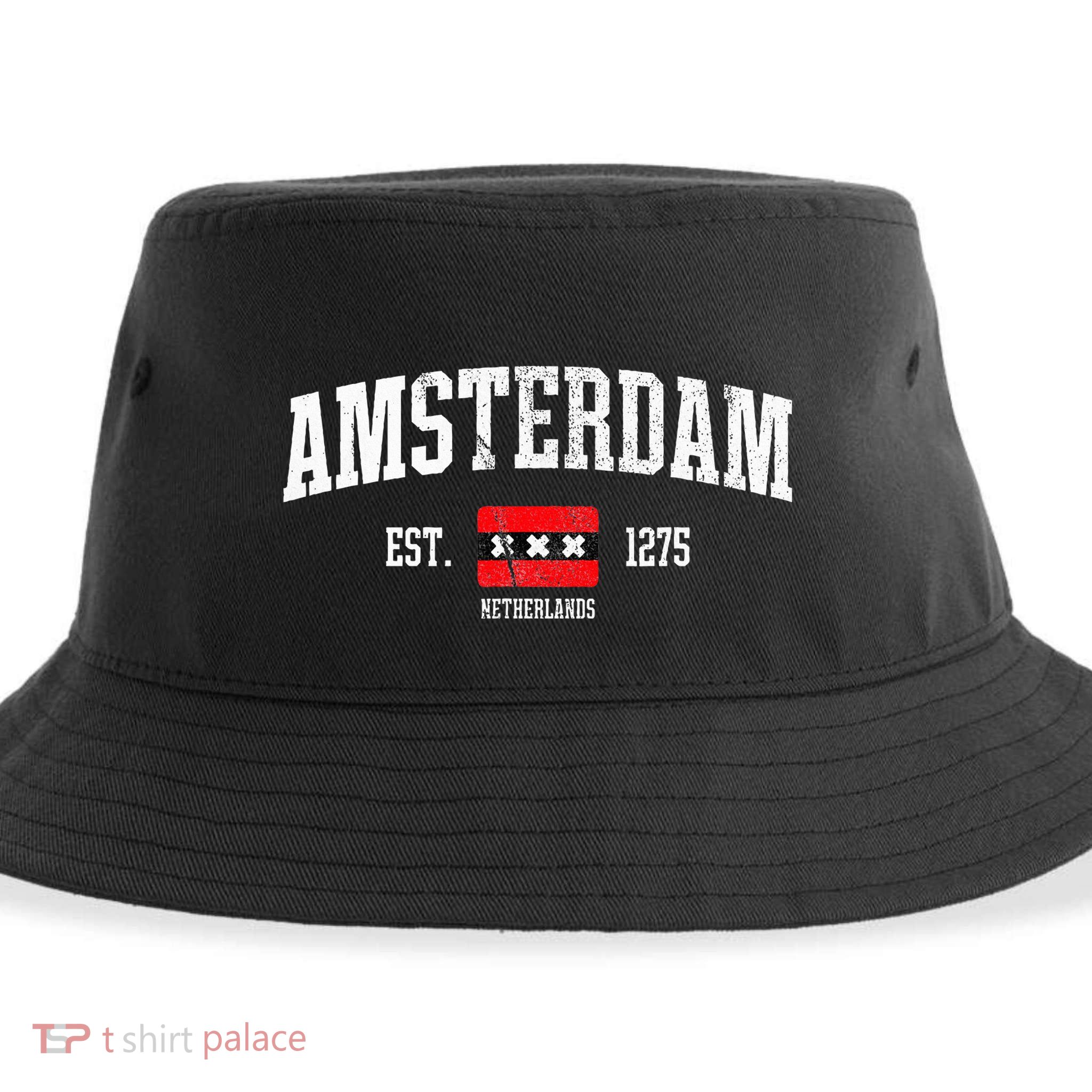 Amsterdam Flag Est. 1275 Netherlands Souvenir Sustainable Bucket Hat
