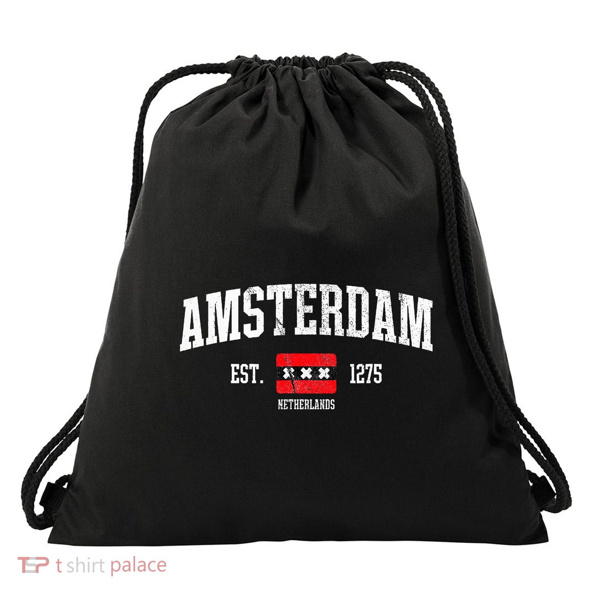 Amsterdam Flag Est. 1275 Netherlands Souvenir Drawstring Bag