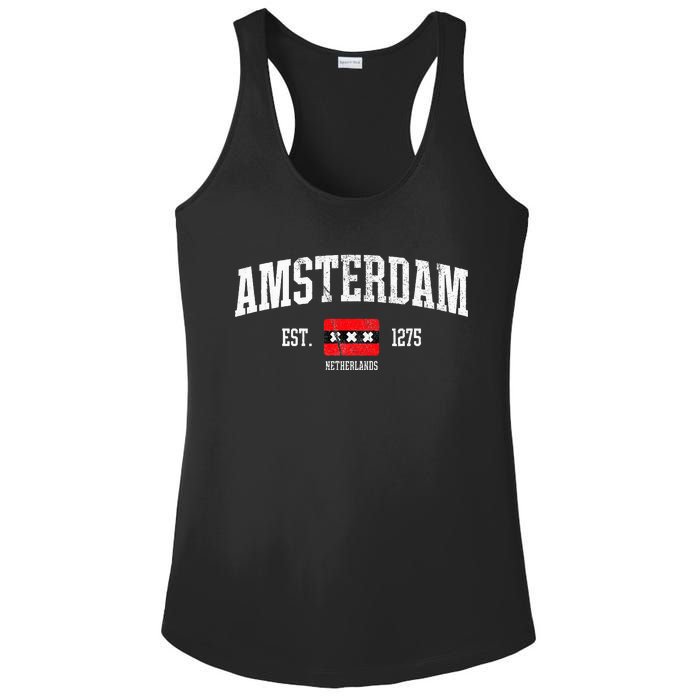 Amsterdam Flag Est. 1275 Netherlands Souvenir Ladies PosiCharge Competitor Racerback Tank