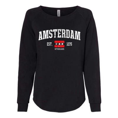 Amsterdam Flag Est. 1275 Netherlands Souvenir Womens California Wash Sweatshirt