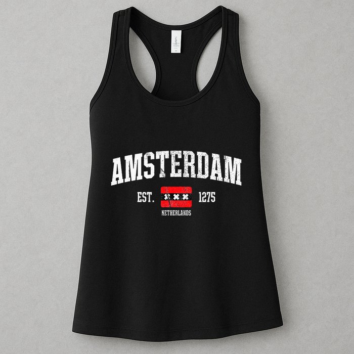 Amsterdam Flag Est. 1275 Netherlands Souvenir Womens Tank Top
