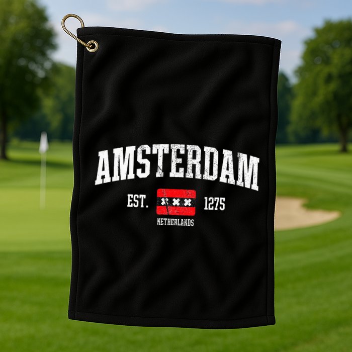 Amsterdam Flag Est. 1275 Netherlands Souvenir Golf Towel