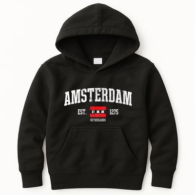 Amsterdam Flag Est. 1275 Netherlands Souvenir Kids Hoodie