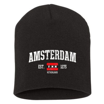 Amsterdam Flag Est. 1275 Netherlands Souvenir Short Acrylic Beanie