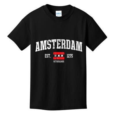 Amsterdam Flag Est. 1275 Netherlands Souvenir Kids T-Shirt