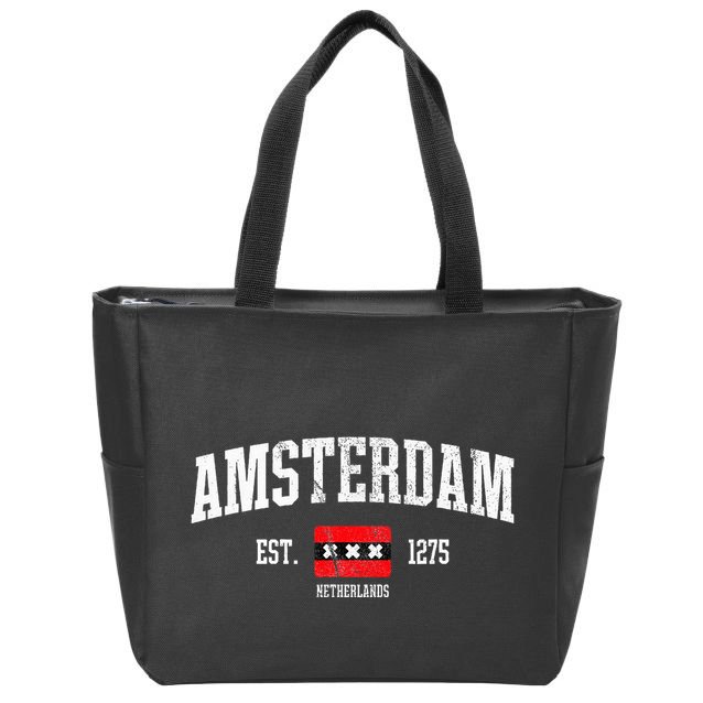 Amsterdam Flag Est. 1275 Netherlands Souvenir Zip Tote Bag