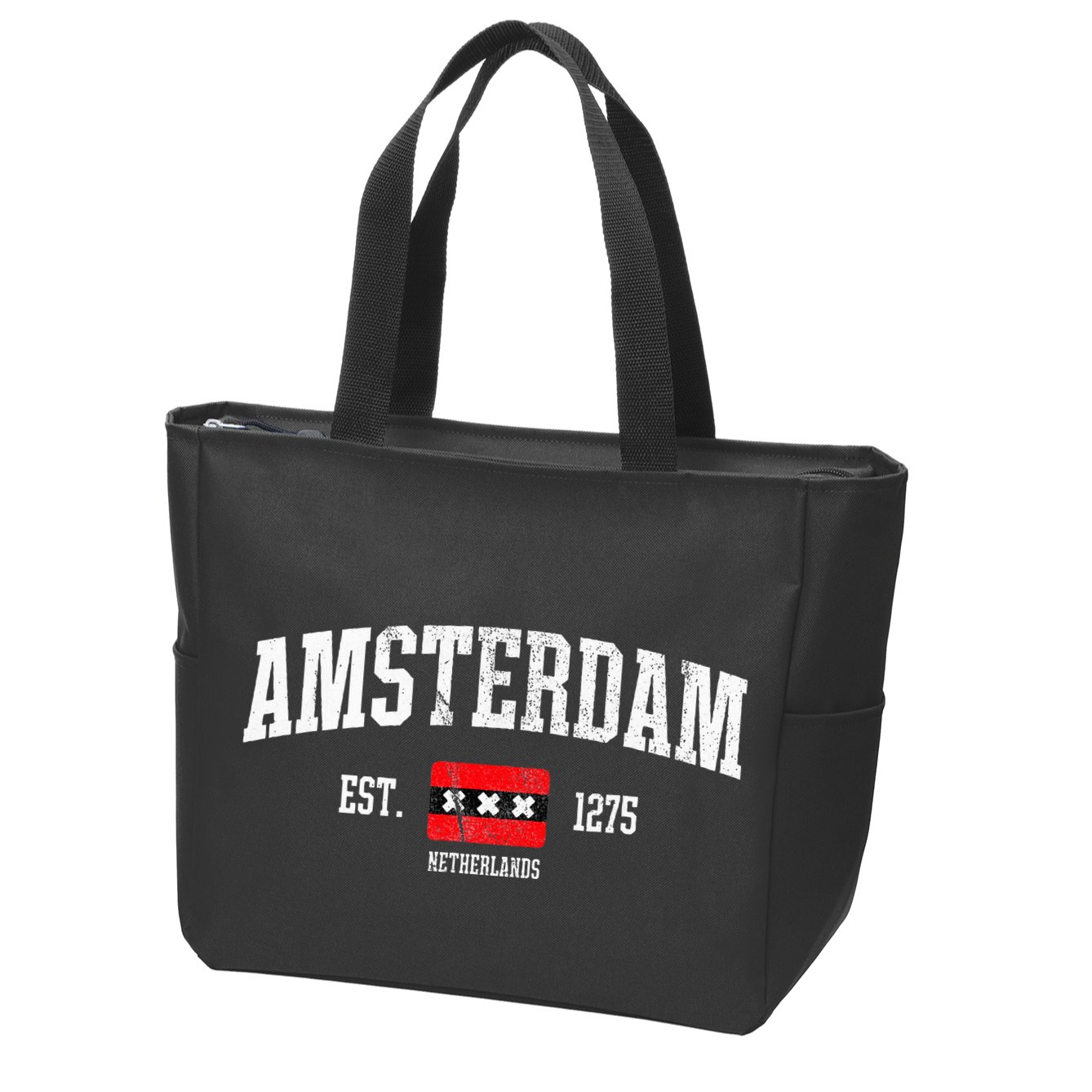 Amsterdam Flag Est. 1275 Netherlands Souvenir Zip Tote Bag