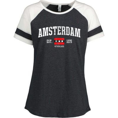 Amsterdam Flag Est. 1275 Netherlands Souvenir Enza Ladies Jersey Colorblock Tee