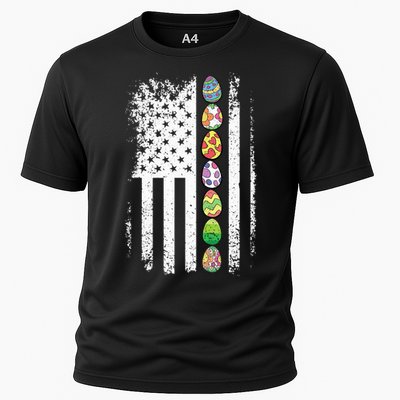 American Flag Easter Egg Hunting Cool Patriotic Spring Cooling Performance Crew T-Shirt