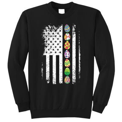 American Flag Easter Egg Hunting Cool Patriotic Spring Sweatshirt