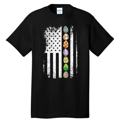 American Flag Easter Egg Hunting Cool Patriotic Spring Tall T-Shirt