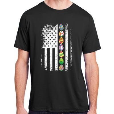 American Flag Easter Egg Hunting Cool Patriotic Spring Adult ChromaSoft Performance T-Shirt