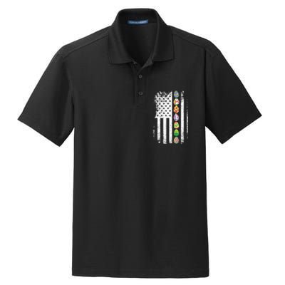 American Flag Easter Egg Hunting Cool Patriotic Spring Dry Zone Grid Polo