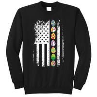 American Flag Easter Egg Hunting Cool Patriotic Spring Tall Sweatshirt