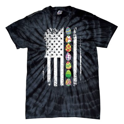 American Flag Easter Egg Hunting Cool Patriotic Spring Tie-Dye T-Shirt