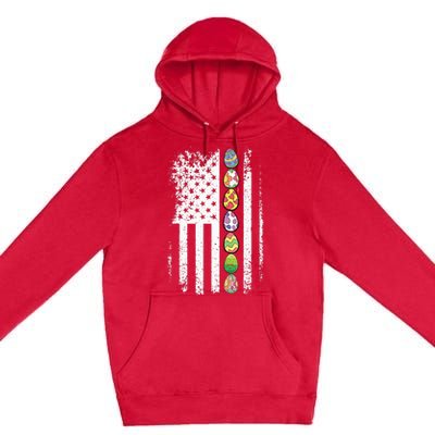 American Flag Easter Egg Hunting Cool Patriotic Spring Premium Pullover Hoodie