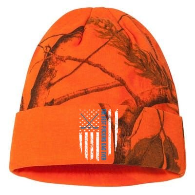 American Flag Funny The Best Pucking Dad Ever Ice Hockey Cute Gift Kati Licensed 12" Camo Beanie