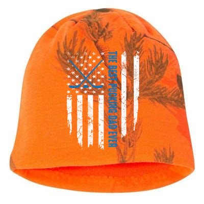 American Flag Funny The Best Pucking Dad Ever Ice Hockey Cute Gift Kati - Camo Knit Beanie