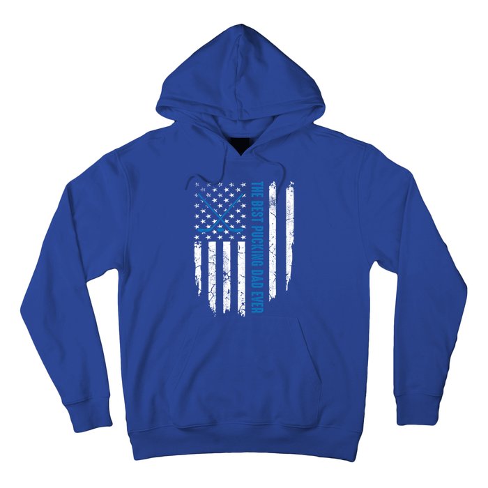 American Flag Funny The Best Pucking Dad Ever Ice Hockey Cute Gift Hoodie