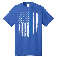 American Flag Funny The Best Pucking Dad Ever Ice Hockey Cute Gift Tall T-Shirt