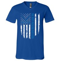 American Flag Funny The Best Pucking Dad Ever Ice Hockey Cute Gift V-Neck T-Shirt