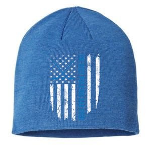 American Flag Funny The Best Pucking Dad Ever Ice Hockey Cute Gift Sustainable Beanie