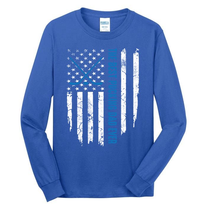 American Flag Funny The Best Pucking Dad Ever Ice Hockey Cute Gift Tall Long Sleeve T-Shirt