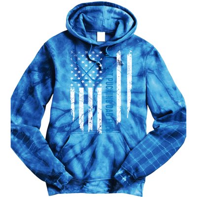 American Flag Funny The Best Pucking Dad Ever Ice Hockey Cute Gift Tie Dye Hoodie