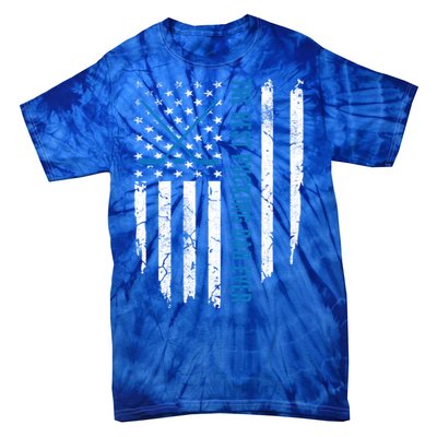 American Flag Funny The Best Pucking Dad Ever Ice Hockey Cute Gift Tie-Dye T-Shirt