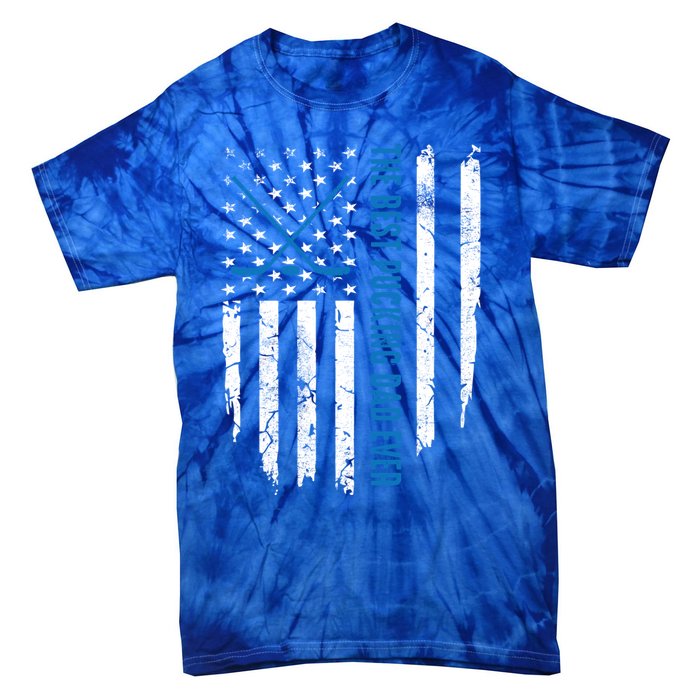 American Flag Funny The Best Pucking Dad Ever Ice Hockey Cute Gift Tie-Dye T-Shirt