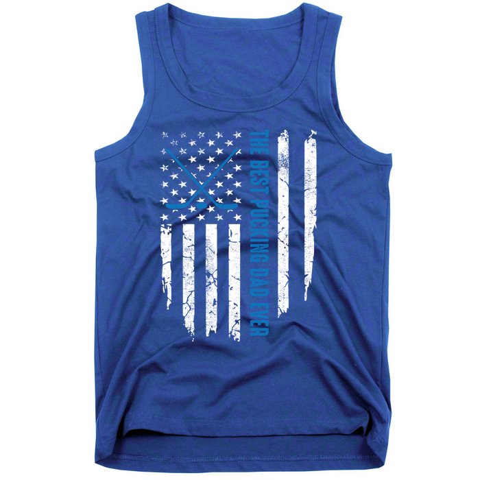 American Flag Funny The Best Pucking Dad Ever Ice Hockey Cute Gift Tank Top