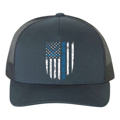 American Flag Funny The Best Pucking Dad Ever Ice Hockey Cute Gift Yupoong Adult 5-Panel Trucker Hat