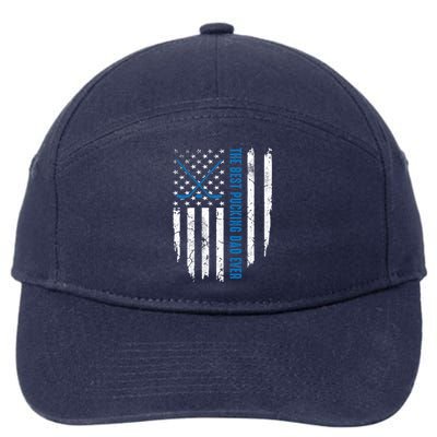 American Flag Funny The Best Pucking Dad Ever Ice Hockey Cute Gift 7-Panel Snapback Hat