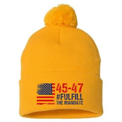 American Flag Fulfill The Mandate 45 47 Pom Pom 12in Knit Beanie