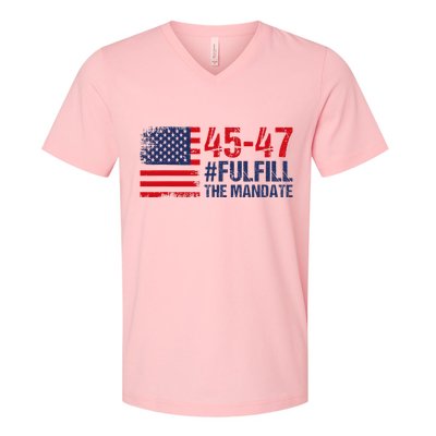American Flag Fulfill The Mandate 45 47 V-Neck T-Shirt